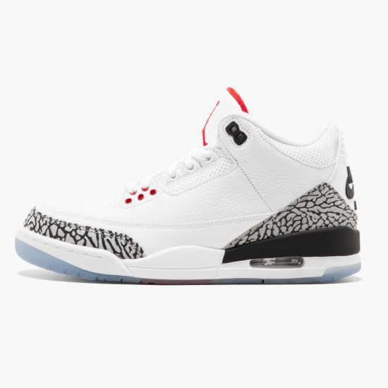 Air Jordan 3 Retro NRG Mocha Herren 923096 101 Weiß/Fire Rot-Cement Grau AJ3 Jordan Sneakers