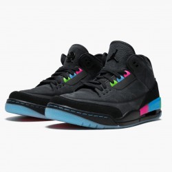 Air Jordan 3 Retro "Quai54" Herren/Damen AT9195 001 Schwarz/Schwarz-Electric Grün AJ3 Jordan Sneakers