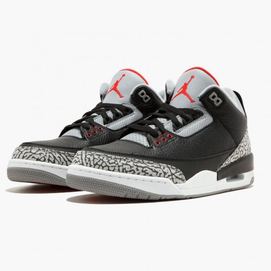 Air Jordan 3 Retro OG Schwarz/Cement Schwarz/Fire Rot-Cement Grau 854262 001 Aj3 Sneakers