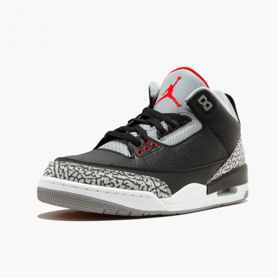 Air Jordan 3 Retro OG Schwarz/Cement Schwarz/Fire Rot-Cement Grau 854262 001 Aj3 Sneakers