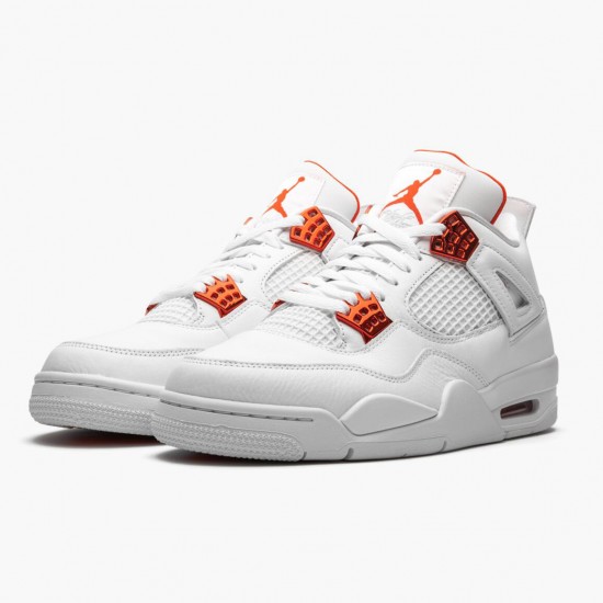 Air Jordan 4 Retro Metallic Orange Herren/Damen CT8527 118 Weiß/Team Orange-Metallic Sil AJ4 Jordan Sneakers