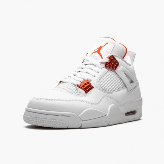 Air Jordan 4 Retro Metallic Orange Herren/Damen CT8527 118 Weiß/Team Orange-Metallic Sil AJ4 Jordan Sneakers