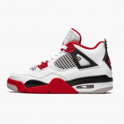 Air Jordan 4 Retro OG GS "Fire Rot" 2020 Herren Jordan Sneakers 408452 160 Weiß/Fire Rot-Schwarz-Tech Grau 