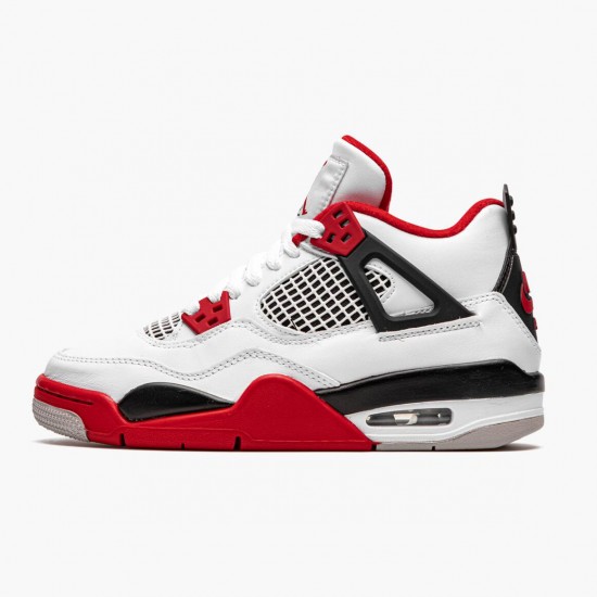 Air Jordan 4 Retro OG GS Fire Rot 2020 Herren Jordan Sneakers 408452 160 Weiß/Fire Rot-Schwarz-Tech Grau