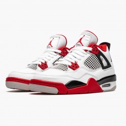 Air Jordan 4 Retro OG GS "Fire Rot" 2020 Herren Jordan Sneakers 408452 160 Weiß/Fire Rot-Schwarz-Tech Grau 