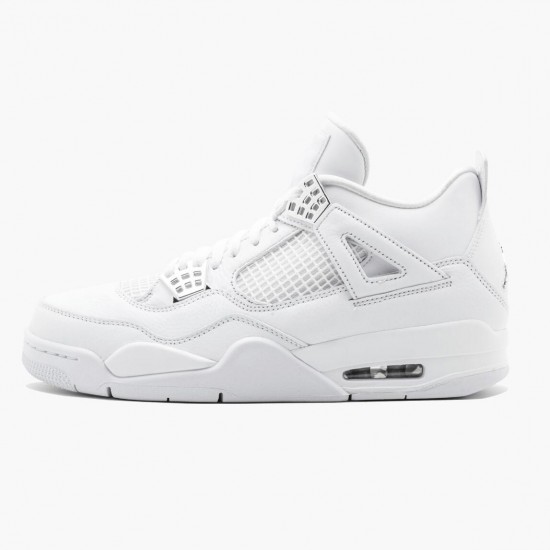 Air Jordan 4 Retro Pure Money Herren/Damen 308497 100 Weiß/Metallic Silber AJ4 Jordan Sneakers