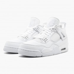 Air Jordan 4 Retro "Pure Money" Herren/Damen 308497 100 Weiß/Metallic Silber AJ4 Jordan Sneakers