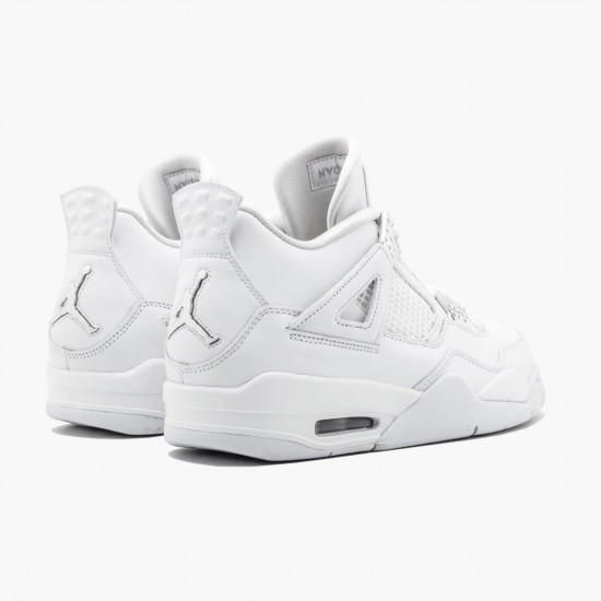 Air Jordan 4 Retro Pure Money Herren/Damen 308497 100 Weiß/Metallic Silber AJ4 Jordan Sneakers