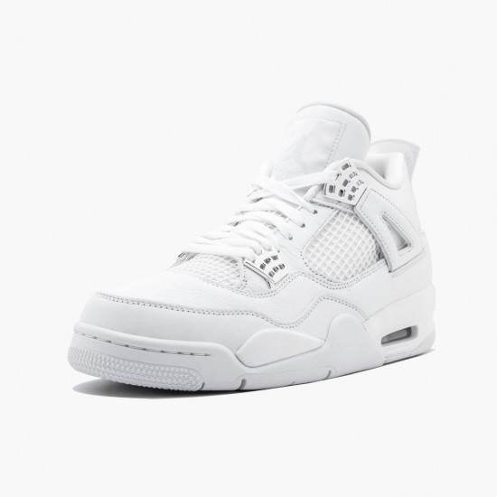 Air Jordan 4 Retro Pure Money Herren/Damen 308497 100 Weiß/Metallic Silber AJ4 Jordan Sneakers