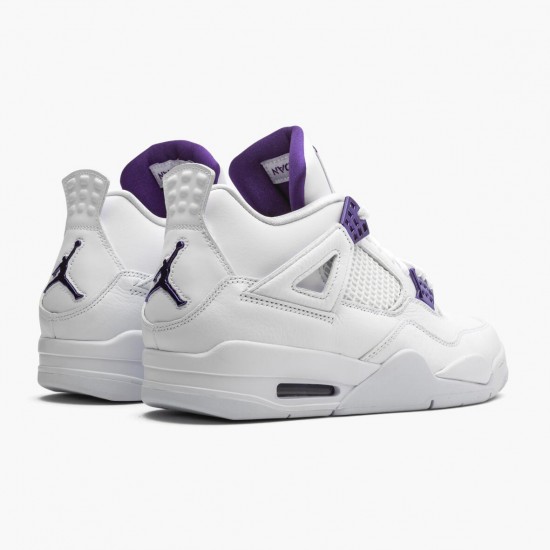 Air Jordan 4 Retro Lila Metallic Herren/Damen Jordan Sneakers Weiß/Metallic Silber-Court Pu CT8527 115