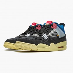 Air Jordan 4 Retro "Union Off Noir" Herren/Damen DC9533 001 Off Noir/Brigade Blau-Dark Smo AJ4 Jordan Sneakers