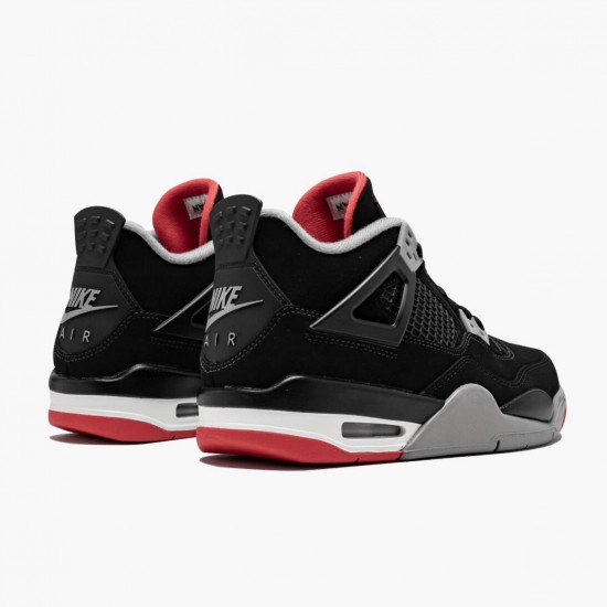 Air Jordan 4 Retro Bred 2019 Release Schwarz/Cement Grau-Summit Weiß AJ4 Sneakers 308497 060