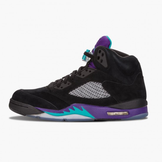 Air Jordan 5 Retro Schwarz Grape Herren/Damen Schwarz/New Emerald-Grape Ice 136027 007 AJ5 Jordan Sneakers