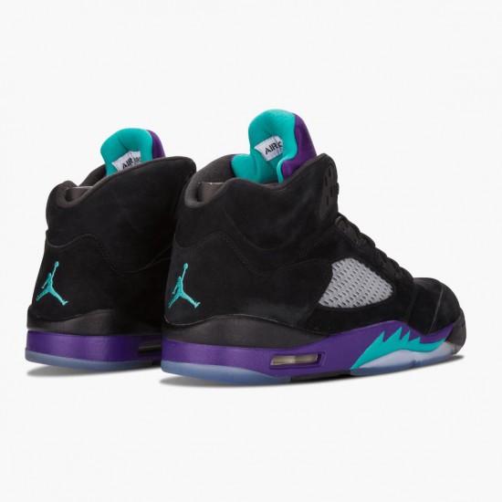 Air Jordan 5 Retro Schwarz Grape Herren/Damen Schwarz/New Emerald-Grape Ice 136027 007 AJ5 Jordan Sneakers