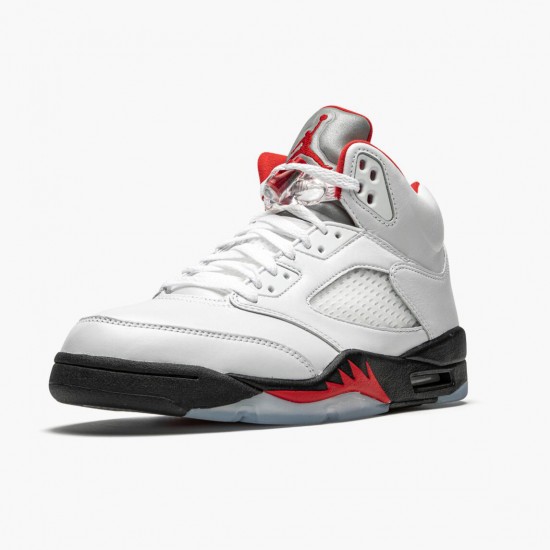 Air Jordan 5 Retro Fire Rot Silber Tongue Herren True Weiß/Fire Rot-Schwarz DA1911 102 AJ5 Jordan Sneakers