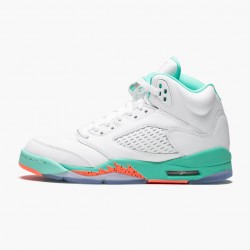 Air Jordan 5 Retro "Light Aqua" Herren/Damen Weiß/Crimson Pulse-Light Aqua 440892 100 AJ5 Jordan Sneakers