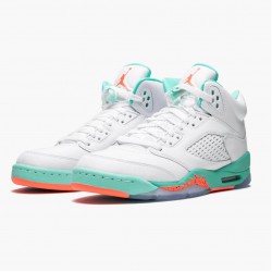 Air Jordan 5 Retro "Light Aqua" Herren/Damen Weiß/Crimson Pulse-Light Aqua 440892 100 AJ5 Jordan Sneakers