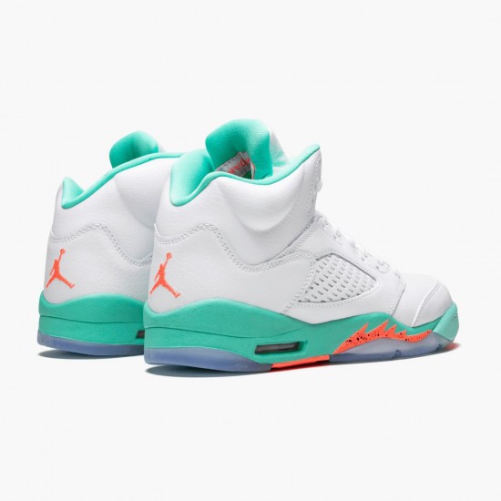 Air Jordan 5 Retro Light Aqua Herren/Damen Weiß/Crimson Pulse-Light Aqua 440892 100 AJ5 Jordan Sneakers