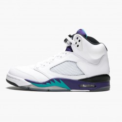 Air Jordan 5 Retro "Grape" Weiß/New Emerald-Grp Ice-Blk Herren 136027 108 AJ5 Sneakers