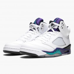 Air Jordan 5 Retro "Grape" Weiß/New Emerald-Grp Ice-Blk Herren 136027 108 AJ5 Sneakers