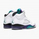 Air Jordan 5 Retro Grape Weiß/New Emerald-Grp Ice-Blk Herren 136027 108 AJ5 Sneakers