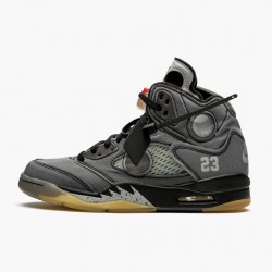 OFF-WHITE x Air Jordan 5 Retro SP 'Muslin' Schwarz/Muslin-Fire Rot CT8480 001 AJ5 Sneakers